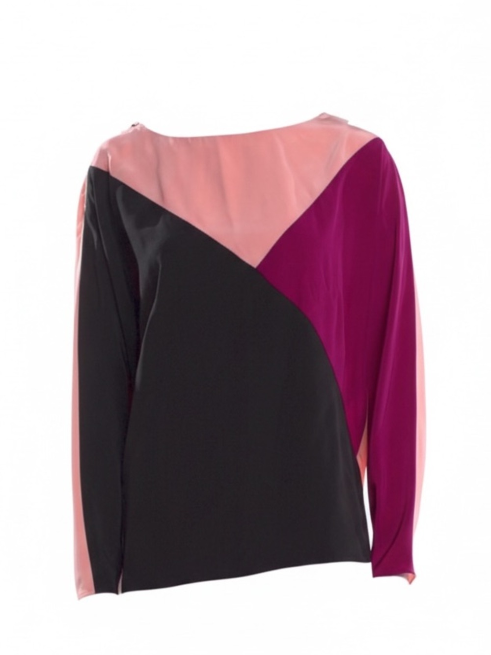 EMILIO PUCCI SILK COLORBLOCK PATTERN SWEATSHIRT TOP | US 6 / IT 40
